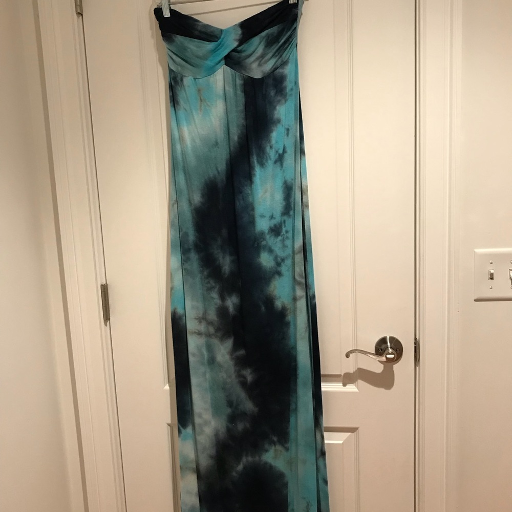 Tie dye strapless open back maxi dress